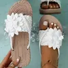 Sandals Womens Flower Flat Flip Flops Woman Sandals Ladies Slippers Boho Style Braided Band Open Toe Shoes Casual Non Slip Slides T240306