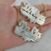 3D Custom Namnplatta halsband 18K Guldpläterad dubbelskikt Två-ton personliga namnhalsband med hjärtfikonkedja för kvinnor 240228