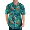 Mens Casual Shirts Animal Cute Capybara Graphic for Men Clothing 3D Printing Hawaiian Beach Shirt Short Sleeve Y2k Topps Clothes Lapel