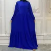 エスニック服2024シフォンアバヤファッションイスラム教徒の女性カジュアルロングマキシドレストルコアラビア語カフタンイズラムパーティーガウンドバイラマダン
