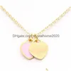 Designer di lusso 10 mm Collane con ciondolo a cuore rosa Catene d'oro da donna Gioielli in acciaio inossidabile Regali di San Valentino Consegna a goccia Dhemr