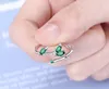 Cluster Rings VENTFILLE 925 Stamp Silver Color Green Crystal Leaves Ring For Women Girl Gift Bamboo Bud Branch Jewelry Drop Wholesale