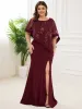 Dresses Plus Size Elegant Women's Dresses Long Oneck Half Sleeves Straight Floorlength Gown 2023 of Bury Prom Women Dress