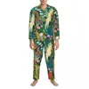 Mäns sömnkläder söta apa pyjamas män djurtryck kawaii hem våren två bit lös överdimensionerade anpassade pyjamasuppsättningar