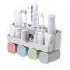 Supporti XINCHEN Dispenser automatico di dentifricio Portaspazzolino antipolvere con tazze Senza chiodo Supporto da parete Mensola Accessori da bagno Set
