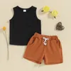 Kledingsets 0-3Y Baby Jongens Casual Shorts Mouwloze tanktop met elastische taille Korte broek Outfits Zomer Peuter Kinderkleding