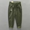 Hiqor 2024 Spring Autumn Men Pure CottonMen Cargo Pants Korean Style Male Casuary Loose Belt Mid Waist Manズボンプラスサイズ38 240301