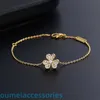 2024 designer de jóias vanl cleefl arpelsbracelet charme quatro mulheres três folhas cheia diamante pulseira sorte grama simples luz