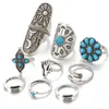 Cluster Rings 9PCS Vintage Bohemian Beach Women Ring Set Ethnic Style Midi Finger Boho Charm Anelli