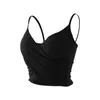 Camisoles Tanks Women Crop Tops Sexig Solid Color Crossover Tube Top Seamless Sports Tank Wireless Underwear Padded Bra Bralette Vest