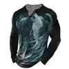 Animal Tshirt for Men Graphic T koszule bawełna 3D nadruk henley koszula długie rękawie vneck tee duże męskie ubrania Tops Summer 240226