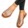 Sandálias Mulheres Sandálias Mulher Verão Oco Out Roman Shoes 2024 Womens Gladiator Open Toe Beach Flats Senhoras Calçados Plus Size 35-43 T240302