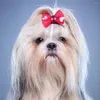 Vêtements pour chiens POPETPOP 50pcs attaches de cheveux bandes de caoutchouc élastiques couvre-chef de nœud papillon pour animaux de compagnie chat (style aléatoire)