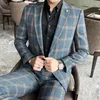 Herrdräkter (jackor byxor) 2024 stil män högkvalitativ affärs blazer/manlig smal passform avslappnad av två stycken vintage mao