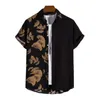 Mense Casual Shirts Matchande par Klädskjorta Colorblock Tryckt Spring Single-Breasted Beach Cardigan Coat
