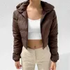 Jackor Winter Down Cotton Jacket For Women Zipper Hooded Kort kappa Kvinnliga Solid Tjockade varma parker Jackor Ytterkläder Chaquetas