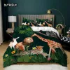 Ensemble de couverture de couette animale Set King Twin Size Elk Girafe Lion Tiger Match Liberding Set Microfiber Rainforest Animals Theme Corveau de couette rideaux