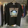 T-shirt Rhude T-shirt da uomo firmata T-shirt da allenamento per uomo T-shirt oversize 100% cotone T-shirt Rhude vintage manica corta taglia US VMAX