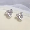 Stud Oorbellen Hoge Kwaliteit Klassieke Sliver Kleur Geometrie Zirconia Oorbel Voor Vrouwen Meisje Bruiloft Sieraden Femme Geschenken WX221