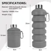 Bottiglie d'acqua Bollitore portatile pieghevole Bottiglia in silicone di grande capacità da 1000 ml Salvaspazio da viaggio all'aperto