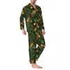 Homens sleepwear pijamas homens tropical palmeira quarto rosa laranja pôr do sol 2 peça conjunto manga longa macio oversize casa terno