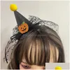 Hårklämmor Barrettes Hårklipp Pannband Halloween Pumpkin Tle Tie Mini Cone Hat Glitter Hoop Dropship Drop Leverans smycken Hår Dhirx