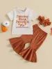 Kledingsets Baby Boy Halloween-kostuum Ghost bedrukte bodysuit met korte mouwen en broek Set Schattige baby-outfit