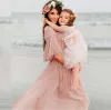 Dresses Pink Ruffles Maternity Dresses For Photo Shoot Bohemian Chiffon Pregnant Women Photography Props Maxi Dress Premama Clothes 2023