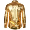 Camisas de vestido masculinas de manga comprida camisa de festa de boate para homens botão acima ouro shinny palco traje homme 2024 hip hop outfits