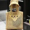 Bolsa tote de alta qualidade com letras de palha, ombro único, crossbody, armazenamento conveniente de bolsas de praia de verão, bolsa de tecido de linho Lafite com grande capacidade para lazer