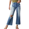 Calças de brim femininas soltas perna larga casual alargamento calças jeans retas mulheres vintage 90s y2k roupas de cintura alta feminino streetwear
