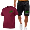 Nouveaux vêtements d'été pour hommes deux pièces ensembles hommes survêtement de sport hommes imprimer ensembles à manches courtes hommes t-shirt shorts Fitness vêtements de sport