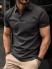 Mens Button Pocket POLO Shirt Summer Solid Color Short-sleeved Top T-shirt Shads Slim Business Mens Clothing 240227