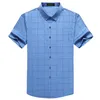 Men's Casual Shirts Summer Short Sleeved Shirt For Men High-end Plaid Mens No Iron Square Collar Business Thin Clothing