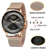 Lige Women Bekijk Bracelet Quartz Clock Movement Simple Waterproof Rose Gold roestvrijstalen mesh Ladies Watches Relogio Feminino 240228