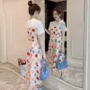 ドレス730＃2021夏の韓国ファッションマタニティロングドレスドットプリントシフォンパッチワーク妊娠中の女性のための綿服