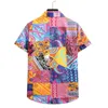 Camicia estiva da uomo collo alto camicia a maniche corte camicia hawaiana da spiaggia floreale mens cardigan sottile top casual Ropa De Hombre 240302