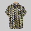 Freizeithemden für Herren, hawaiianisch, stilvoll, 3D-Digitaldruck, kurzärmelig, Bluse, Revers, Knopfleiste, Vordertasche, Hemd, Outdoor-Urlaub, Tuniken