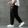 Pants 2023 Men's Cotton and Linen Printed Leggings Trousers Chinese Retro Harem Lace Jogging Pants Men's Sports Fitness Hiphop Pants