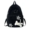 Sacos escolares 2024 mochila bookbags para menina estudante veludo mochila com padrão de estrela grande capacidade dupla alça bolsa de ombro