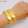 Luksusowe unikalne afrykańskie mankiety Dubai Gold Color Banles for Women Arabic Charm Etiopian Bransoletka Nigerian Wedding Biżuter Prezenty 240219