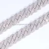 RTS Cuban Link Chain Heavy Silver 10mm 12mm 2Rows VVS Moissanite Diamond för fint smyckeshalsband