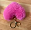 Porte-clés coeur boule Pom porte-clés moelleux fausse fourrure de lapin pompon femmes sac pendentif bijoux porte-clés cadeau de fête