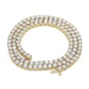 Gold 10k Gold 4 Porg Round Natural Diamond Single Row Tennis Chain 22 Disponible en jaune / blanc / rose or