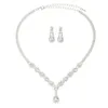 Necklace Earrings Set 3pcs/set Women's Jewelry Zircon Rhinestone Chain & Bracelet For Women And Bridesmaids