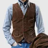 Gilet da uomo vintage in velluto a coste invernali Gilet da lavoro slim monopetto sottile per smoking da cerimonia nuziale 240301