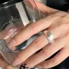 Cluster-Ringe ANENJERY Silber Farbe Matt gebürstete Oberfläche Kreisförmiger offener Ring für Frauen Mode Zarter Schmuck Geschenk