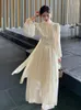 Casual Dresses French Elegant Slim Ruffle Dress Summer Women Graduation Evening Party Robe Female Bubble Sleeve Korean Chiffon Vestidos