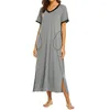 Vestidos casuais verão feminino t camisa vestido solto v pescoço túnica casa noite vestidos feminino manga curta sleepwear robe