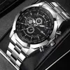 Montres en argent pour hommes Design de mode de luxe Watch en acier inoxydable Quartz pour hommes Gift Montre Homme Relogio Masculino No Box 240227